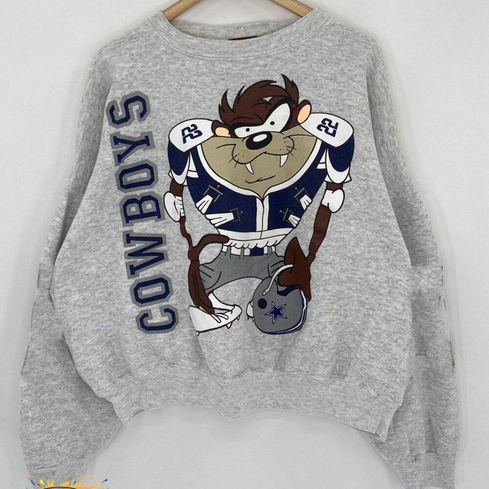 Nfl Dallas Cowboys Looney Tunes Taz Sweatshirt Retro K3456